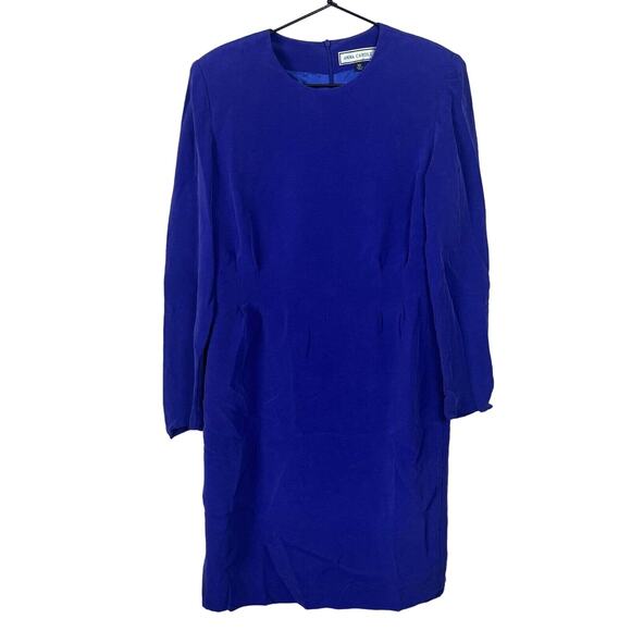 Vintage Anna Carole Womens Sz 10 Solid Blue Knee Length Dress Long Sleeve - Picture 1 of 4